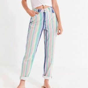 Urban Outfitters BDG Mom Jean In Pastel Rainbow Stripe High Rise